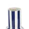 11" White & Blue Stripes Round Decorative Ceramic Vase